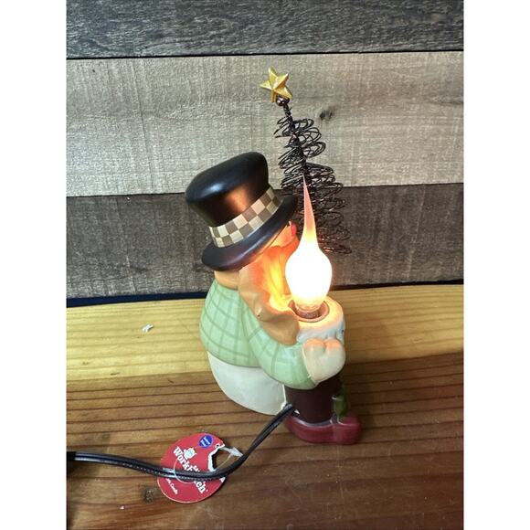 Santa’s Workbench Lighted Snowman With Tree 8” Tall - Picture 3 of 7